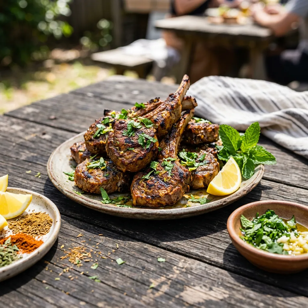Moroccan Grilled Lamb Chops With Garlic, Mint and Spices Recipe
