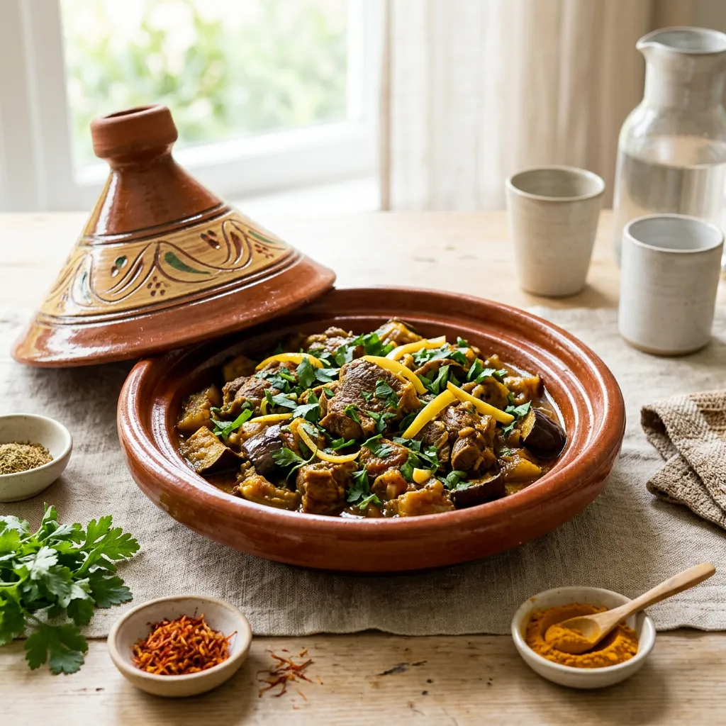 Moroccan Lamb or Beef Tagine With Eggplant
