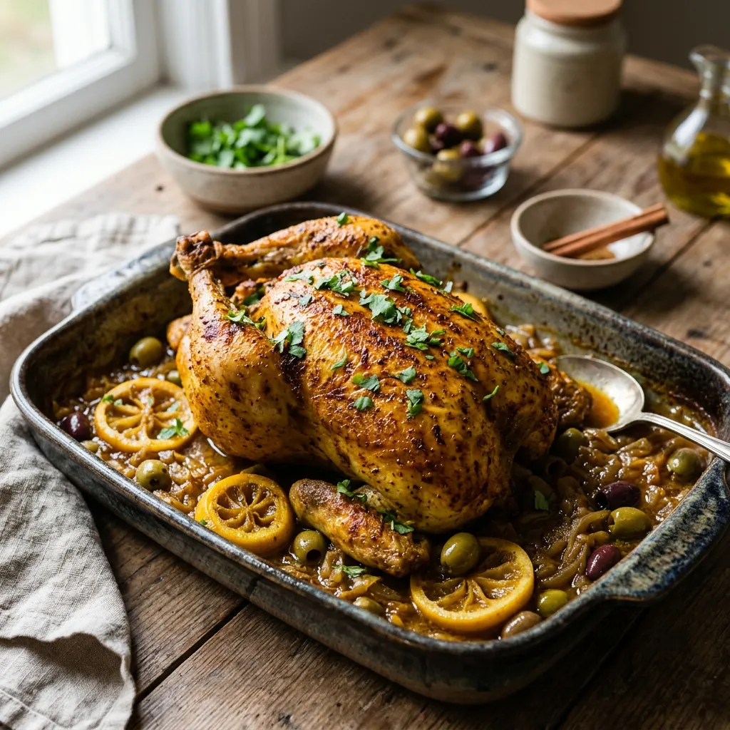 Moroccan Roasted Chicken With Preserved Lemons