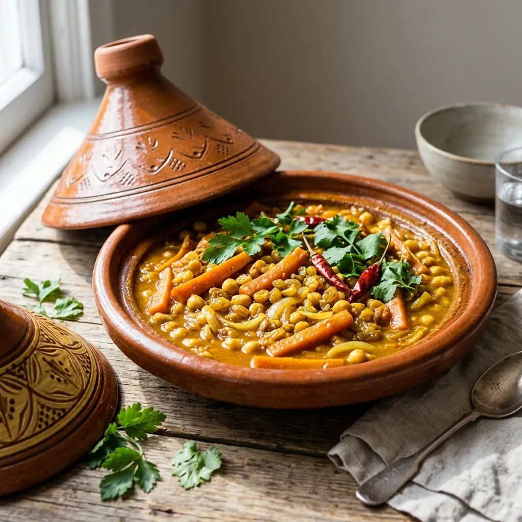Moroccan Vegetarian Carrot and Chickpea Tagine