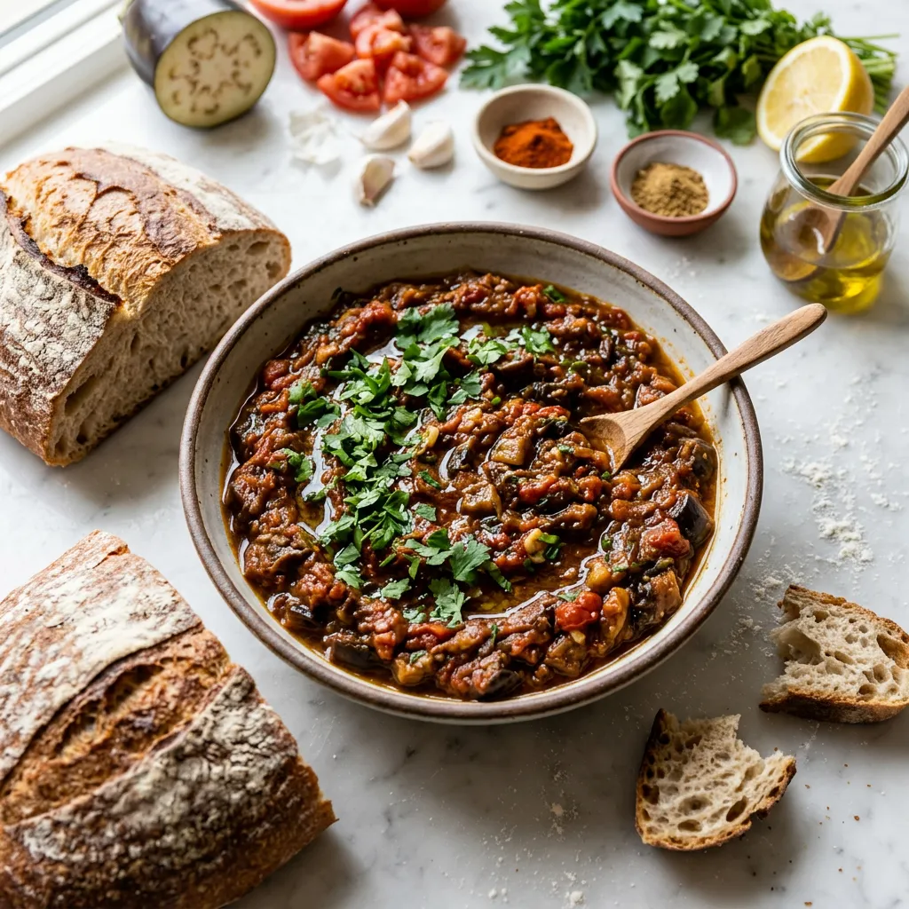 Moroccan Zaalouk (Cooked Eggplant and Tomato Salad)
