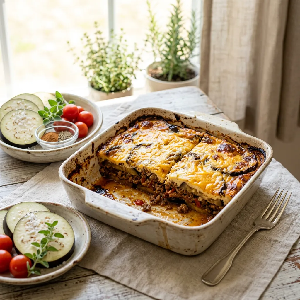 Moussaka - Eggplant With Ground Beef (or Lamb) and Cheese