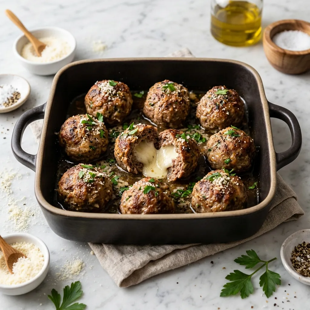 Mozzarella Cheese-Stuffed Meatballs