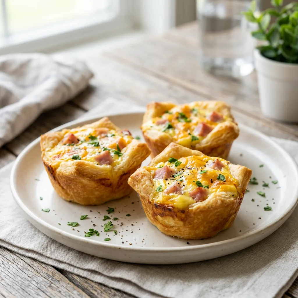Muffin Cup Ham and Cheddar Quiches