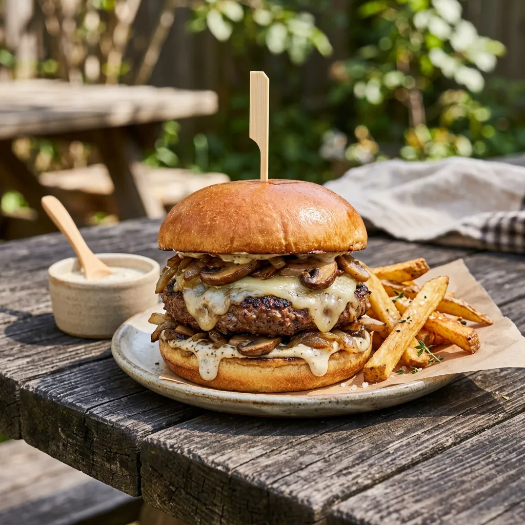 Mushroom Swiss Burgers With Truffle Aioli Recipe