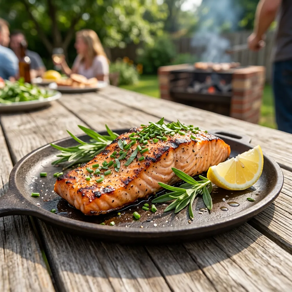 'No-Flip' Salmon on Charcoal Grill