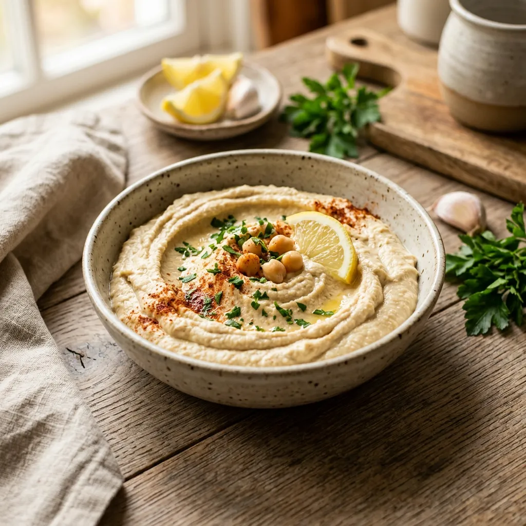 Oil-Free, Tahini-Free Low-Fat Hummus