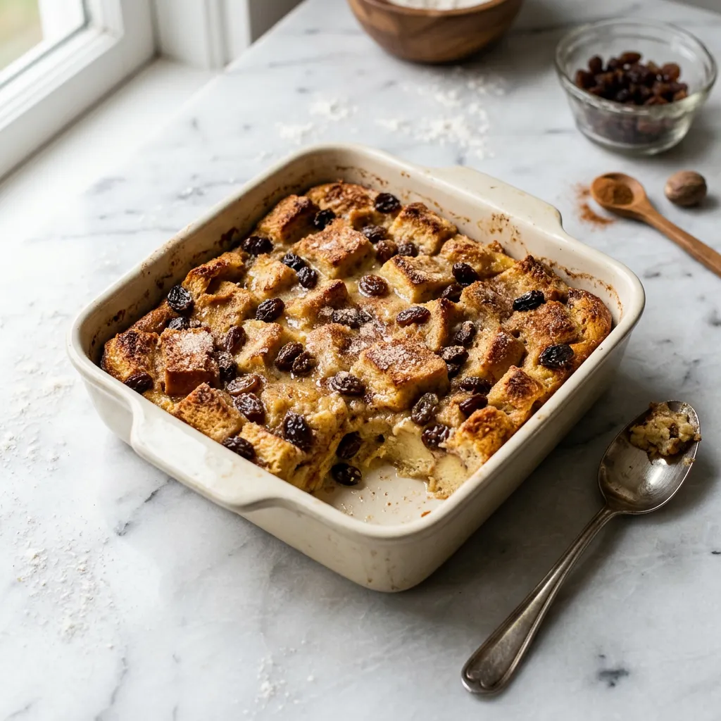 Old Fashioned Spiced Bread Pudding With Raisins