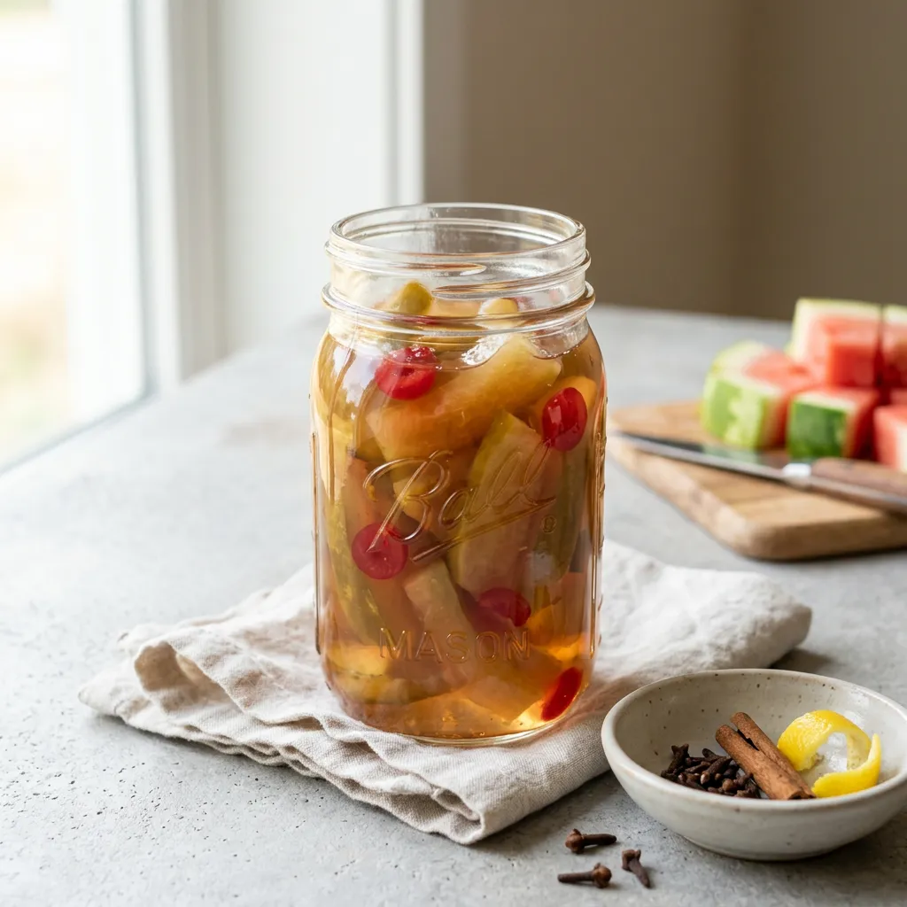 Finished Old-Fashioned Watermelon Rind Pickles dish