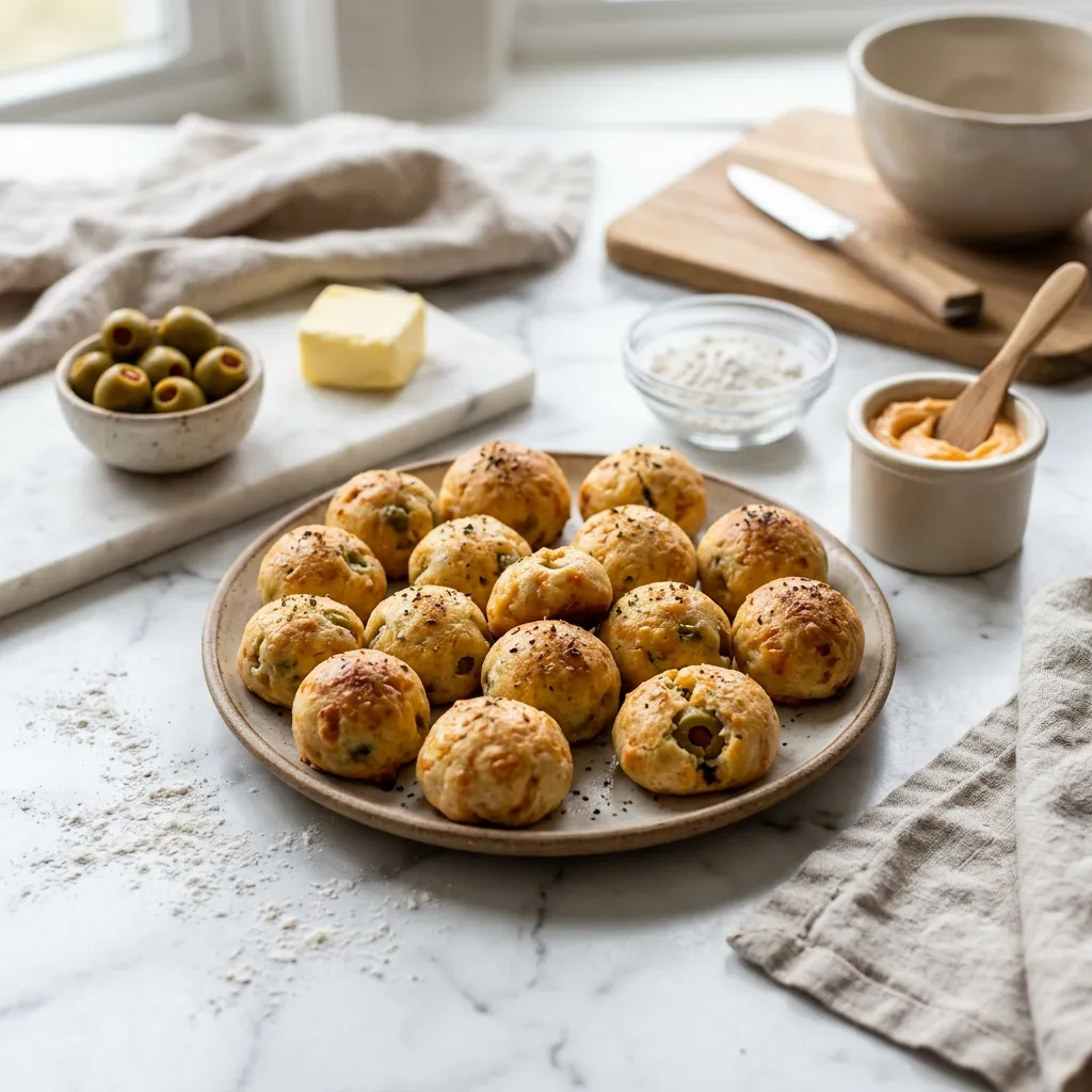 Olive Cheese Balls With Cheese Spread