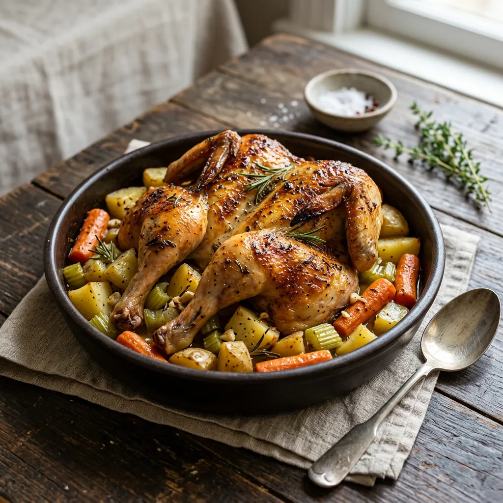 One-Dish Roasted Chicken Dinner With Potatoes and Carrots
