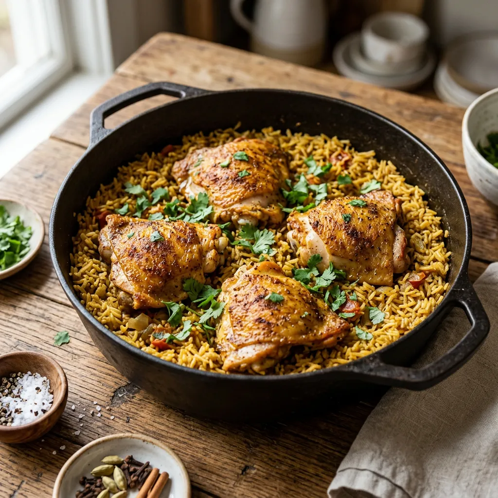 Finished One Pot Chicken and Tomato Rice dish