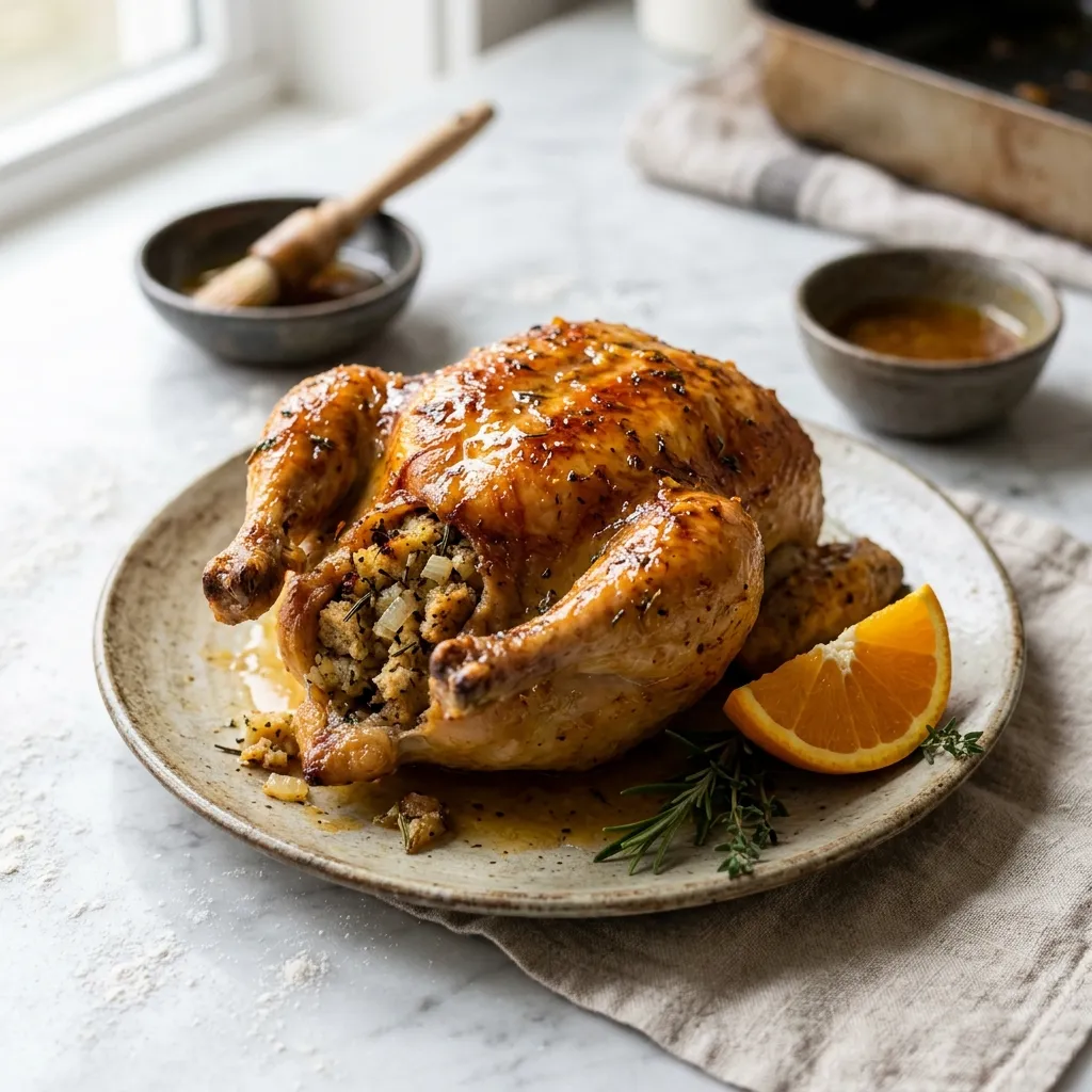 Orange-Glazed Cornish Hens