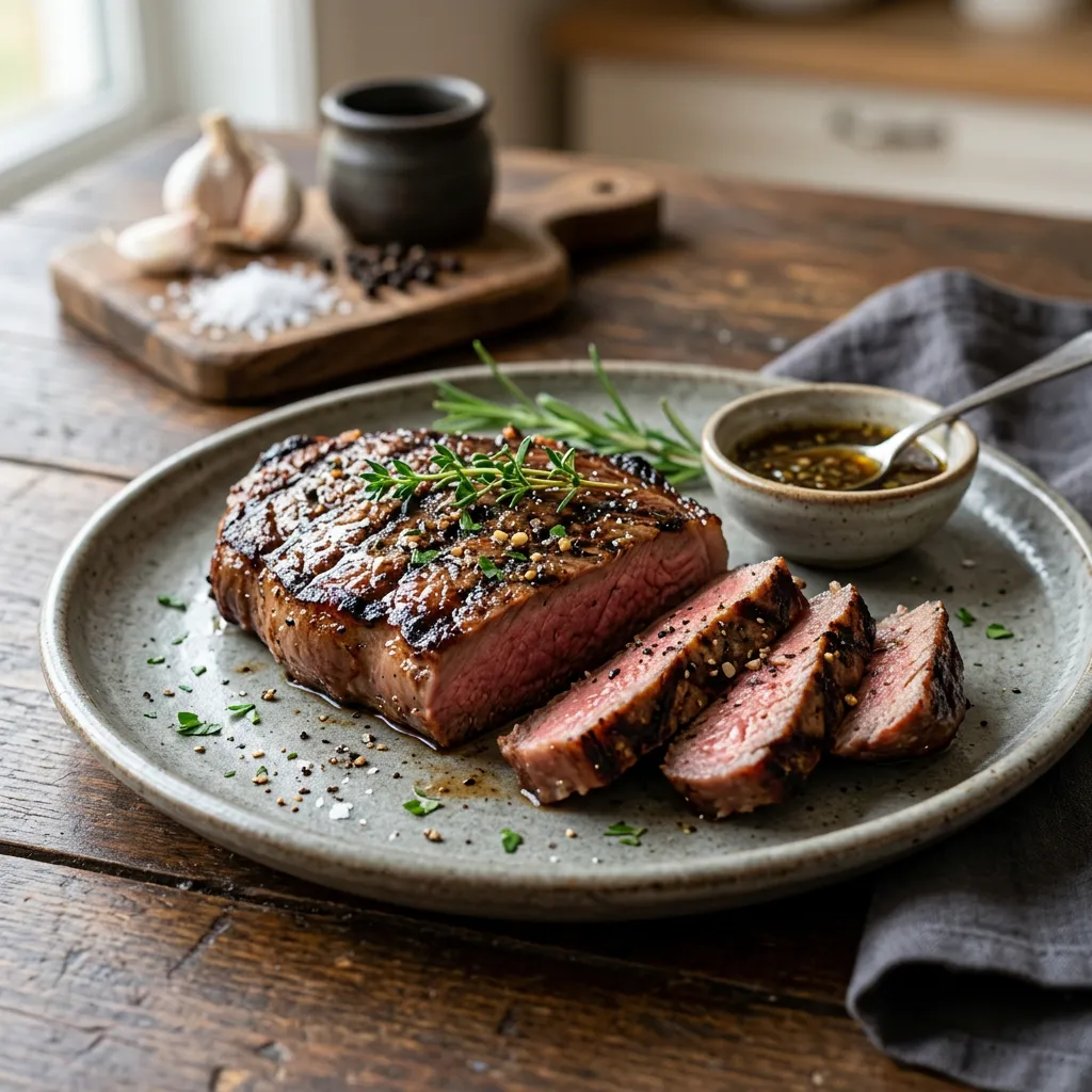 Finished Ostrich Steaks dish