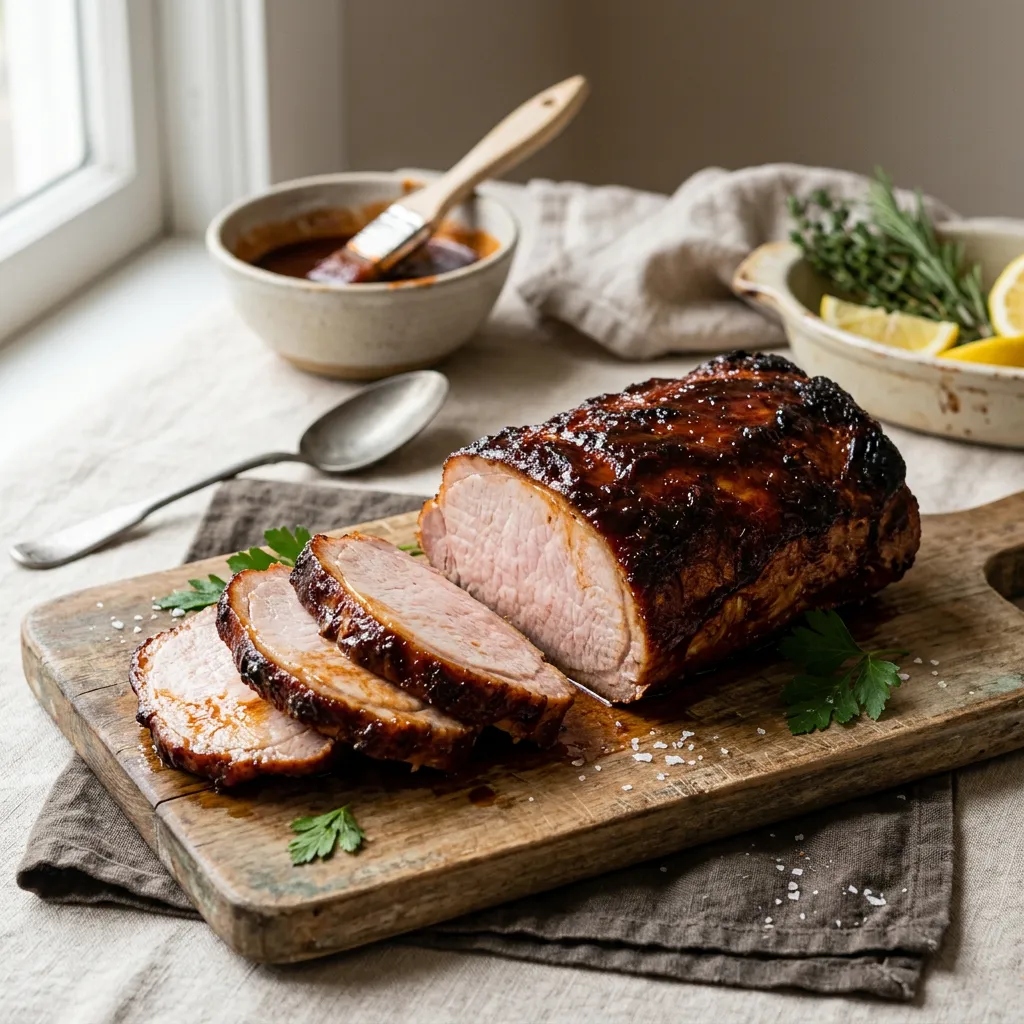 Finished Oven-Barbecued Pork Loin dish
