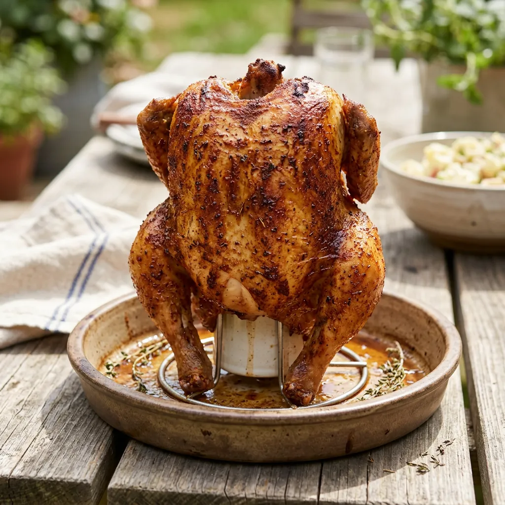 Finished Oven Beer Can Chicken dish