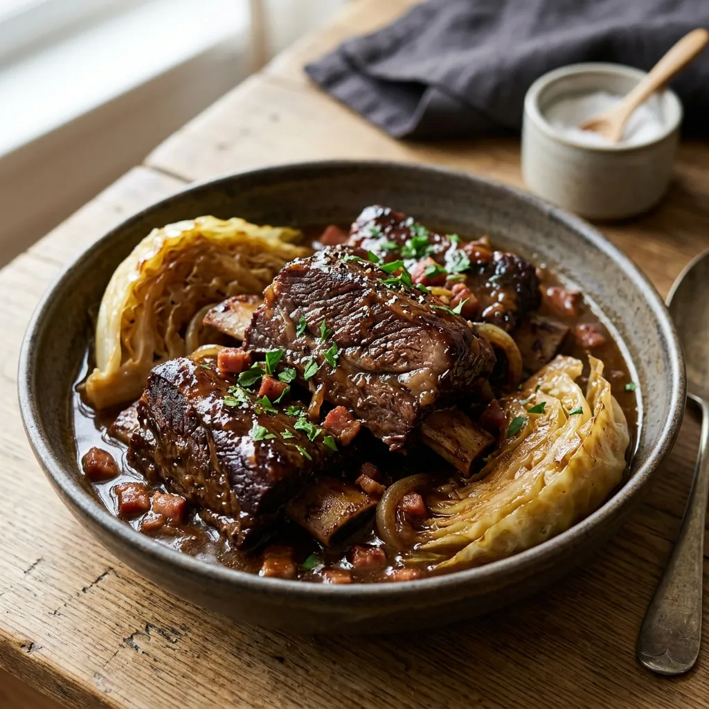 Oven Braised Beef Short Ribs With Cabbage