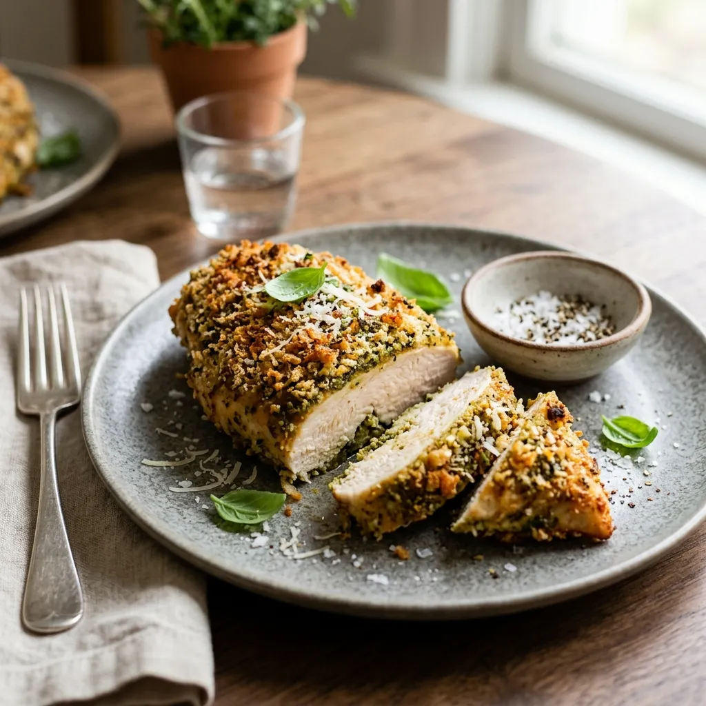 Oven-Fried Pesto Chicken