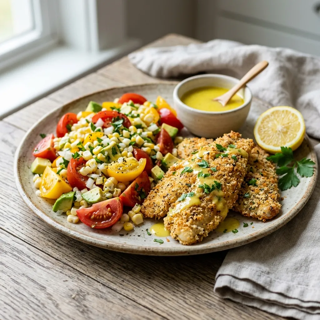 Oven-Fried Sanddab With Summer Salad