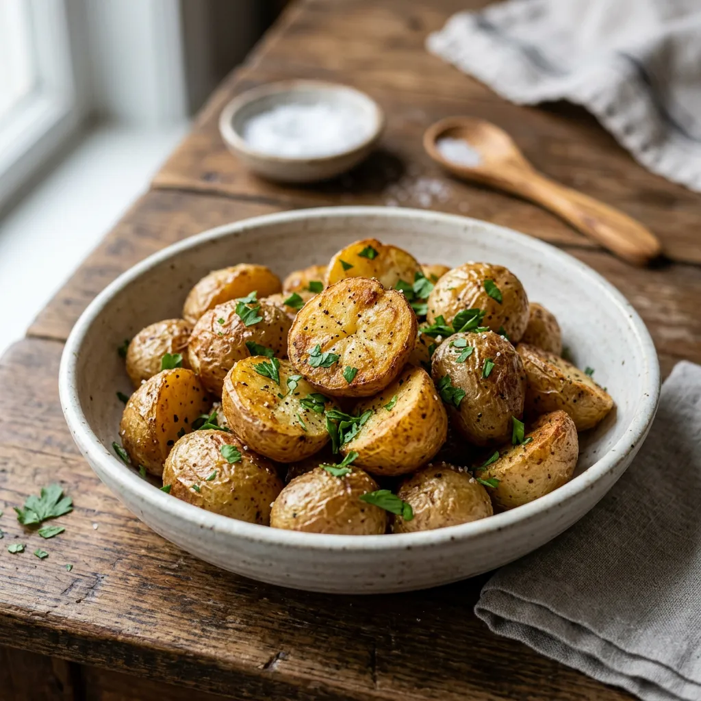 Finished Oven-Roasted Baby Potatoes dish