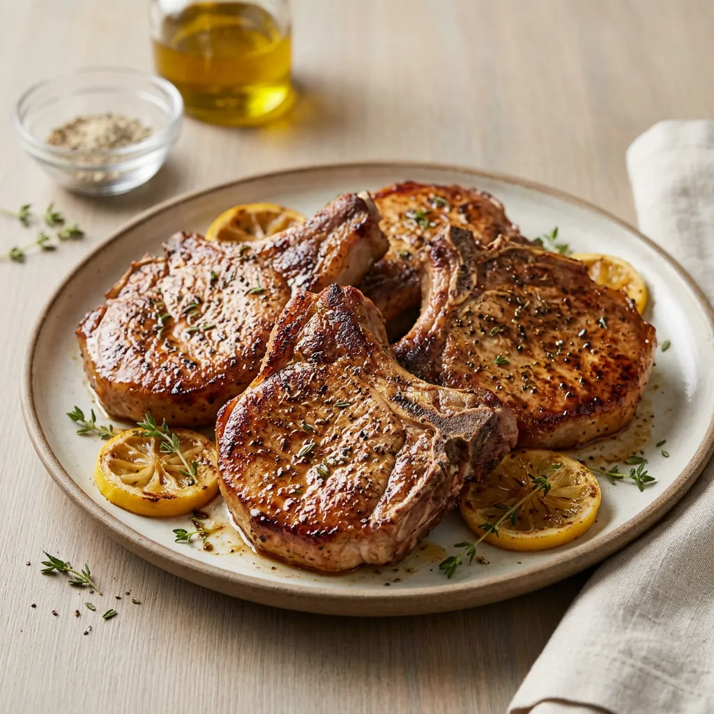 Finished Oven-Roasted Pork Chops dish