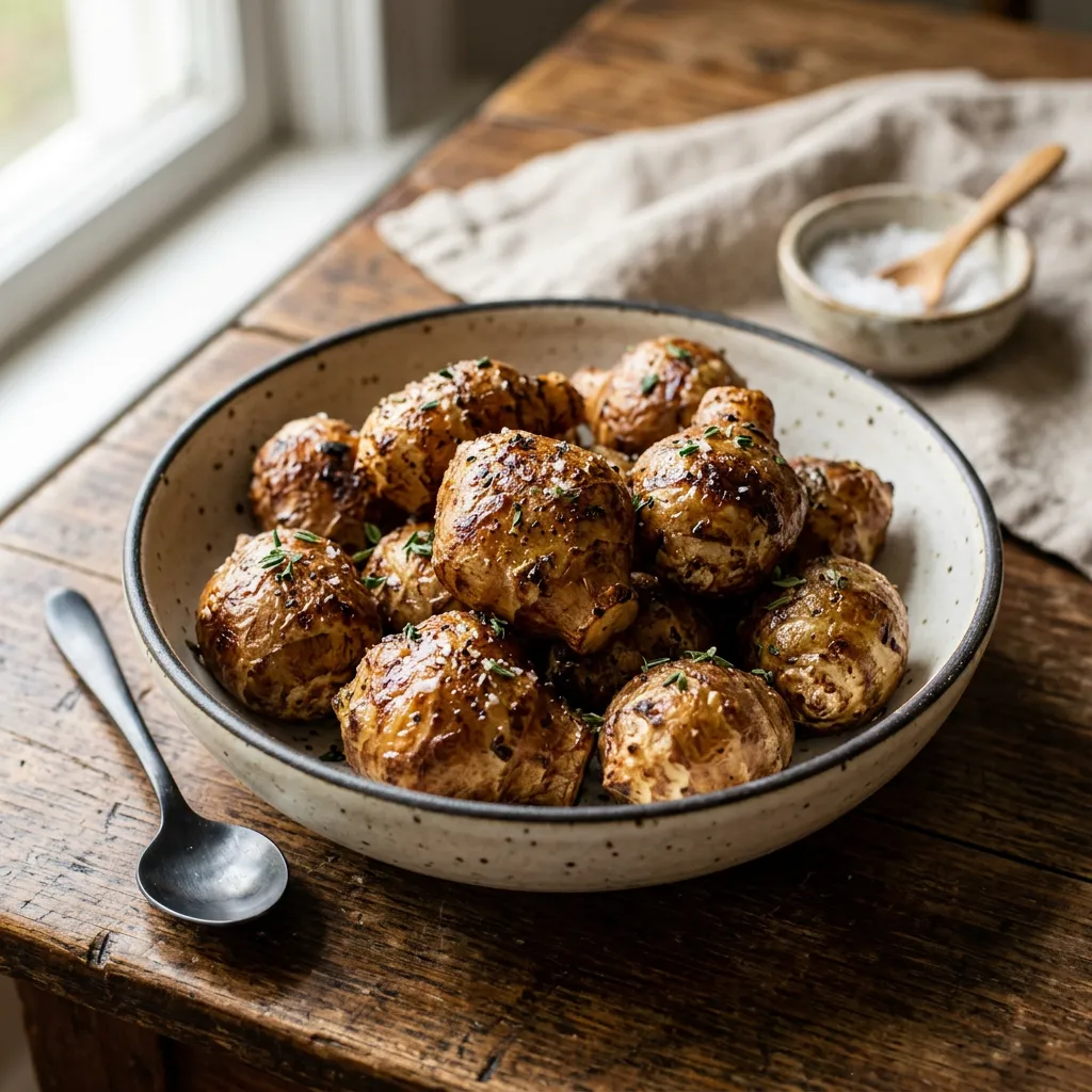 Finished Oven Roasted Sunchokes (Jerusalem Artichokes) Recipe dish