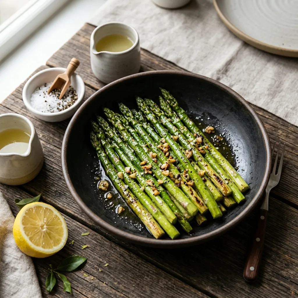 Pan-Roasted Asparagus With Lemon and Garlic