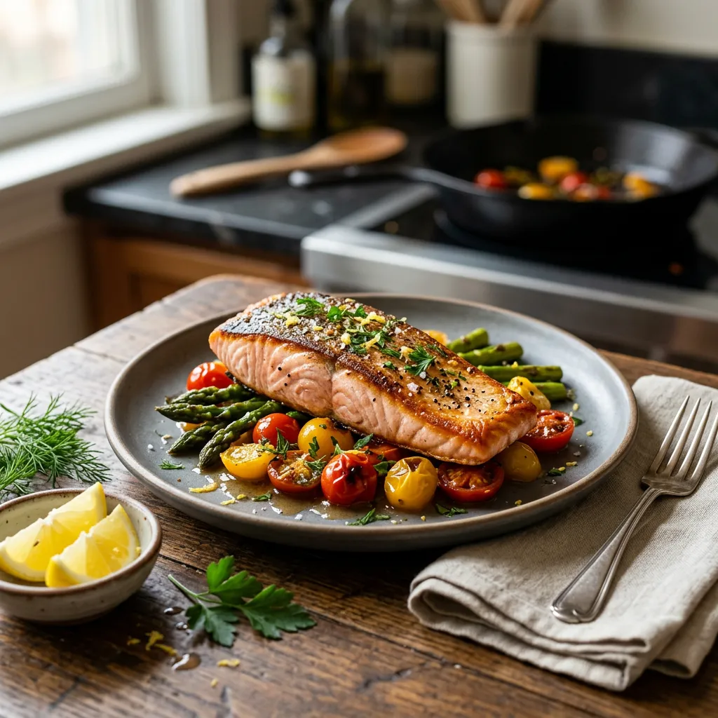 Finished Pan-Seared Salmon dish