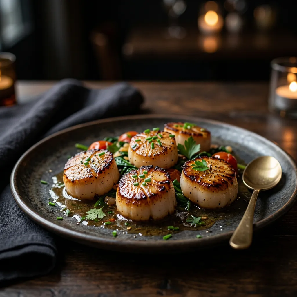 Finished Pan-Seared Scallops dish