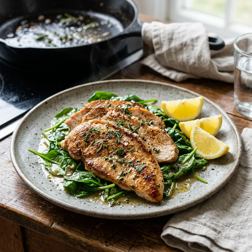 Finished Pan-Seared Turkey Breast With Lemon and Herbs dish