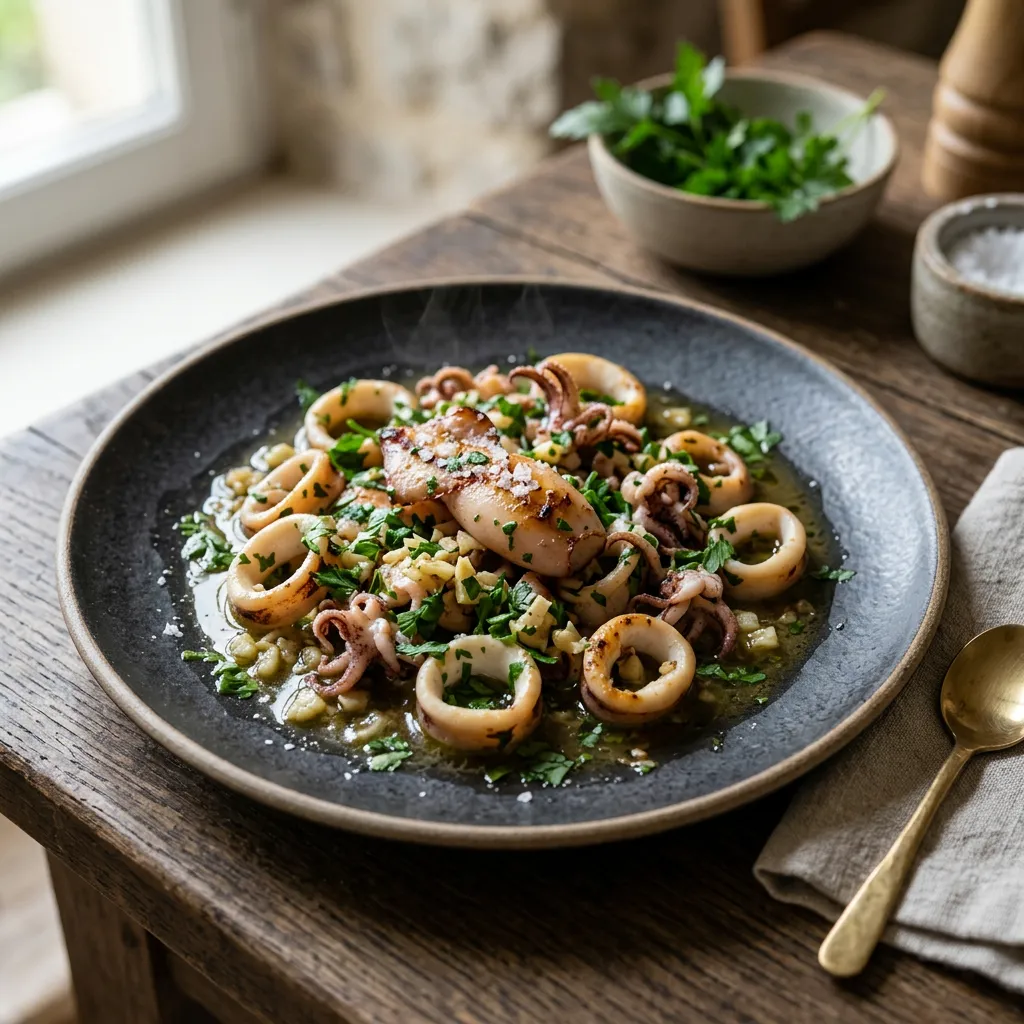 Parsley and Garlic Seared Baby Squid