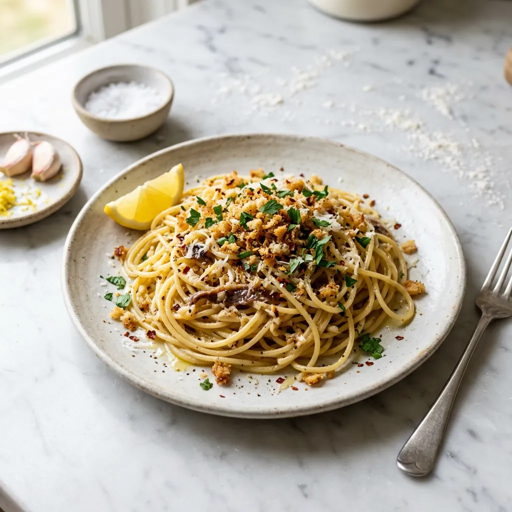 Pasta With Anchovies and Breadcrumbs Recipe