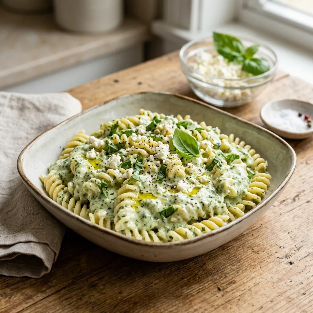 Pasta With Yogurt and Feta Cheese Sauce