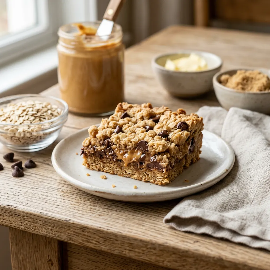 Peanut Butter Oatmeal Bars With Chocolate Chips