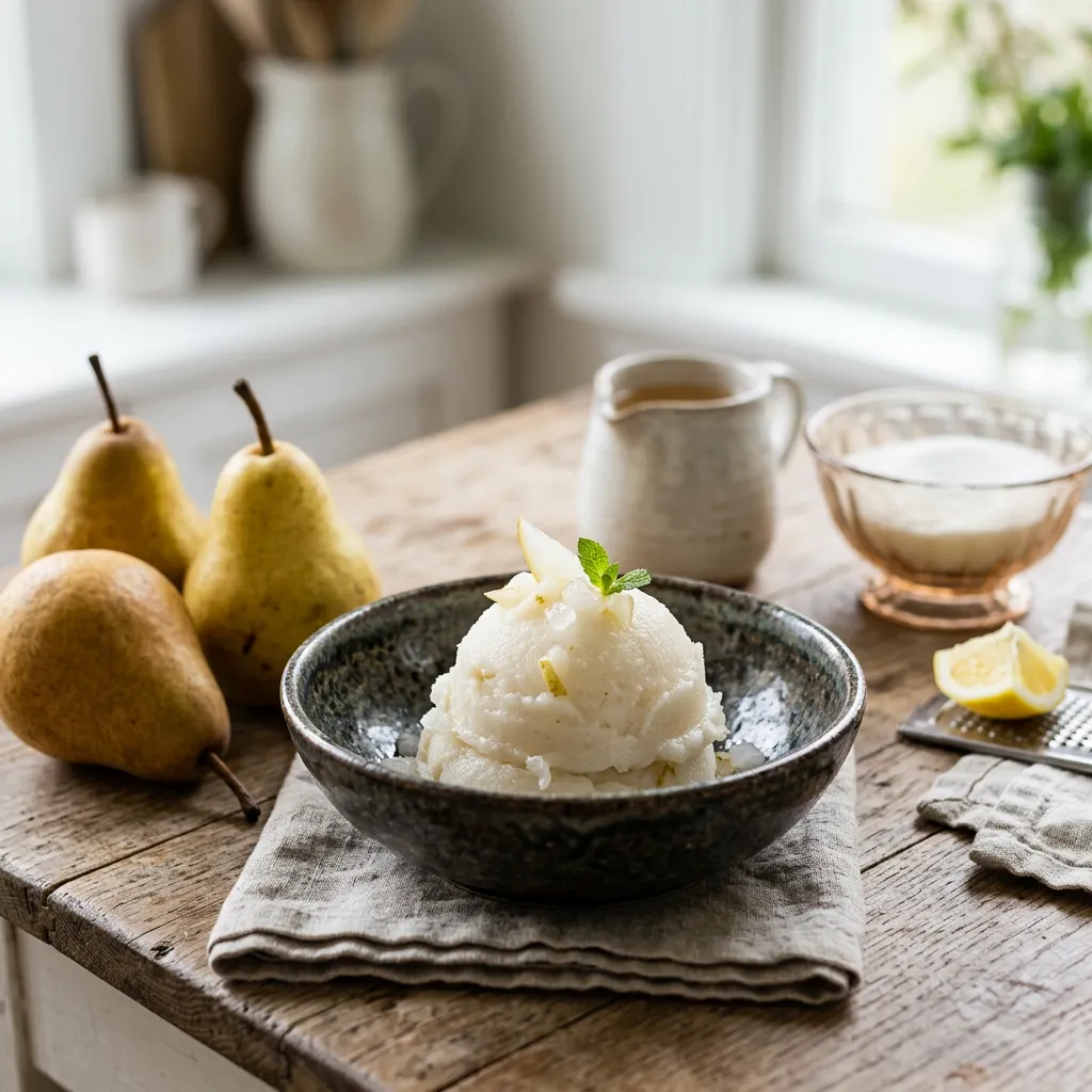 Finished Pear Sorbet Recipe dish