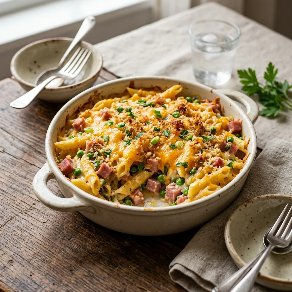 Penne Casserole With Ham and Peas