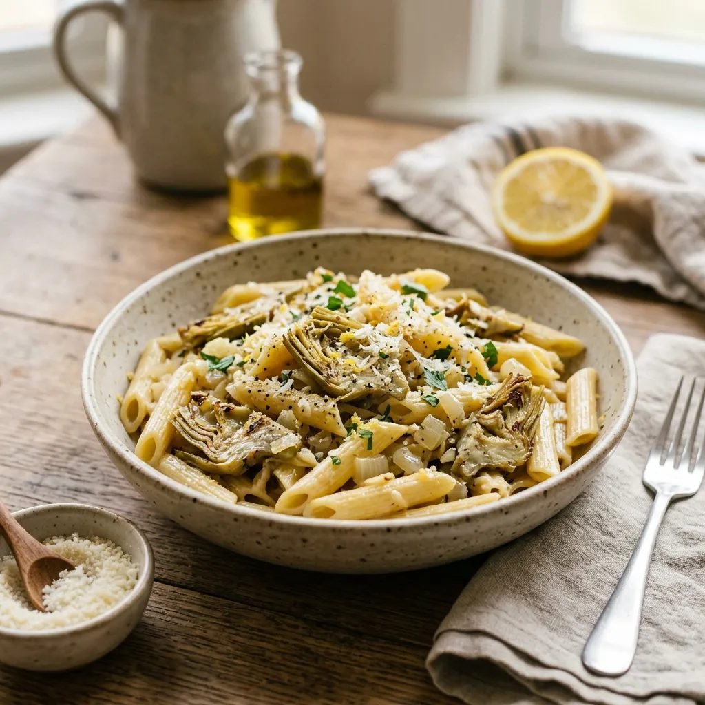 Penne Pasta With Fresh Artichokes Recipe