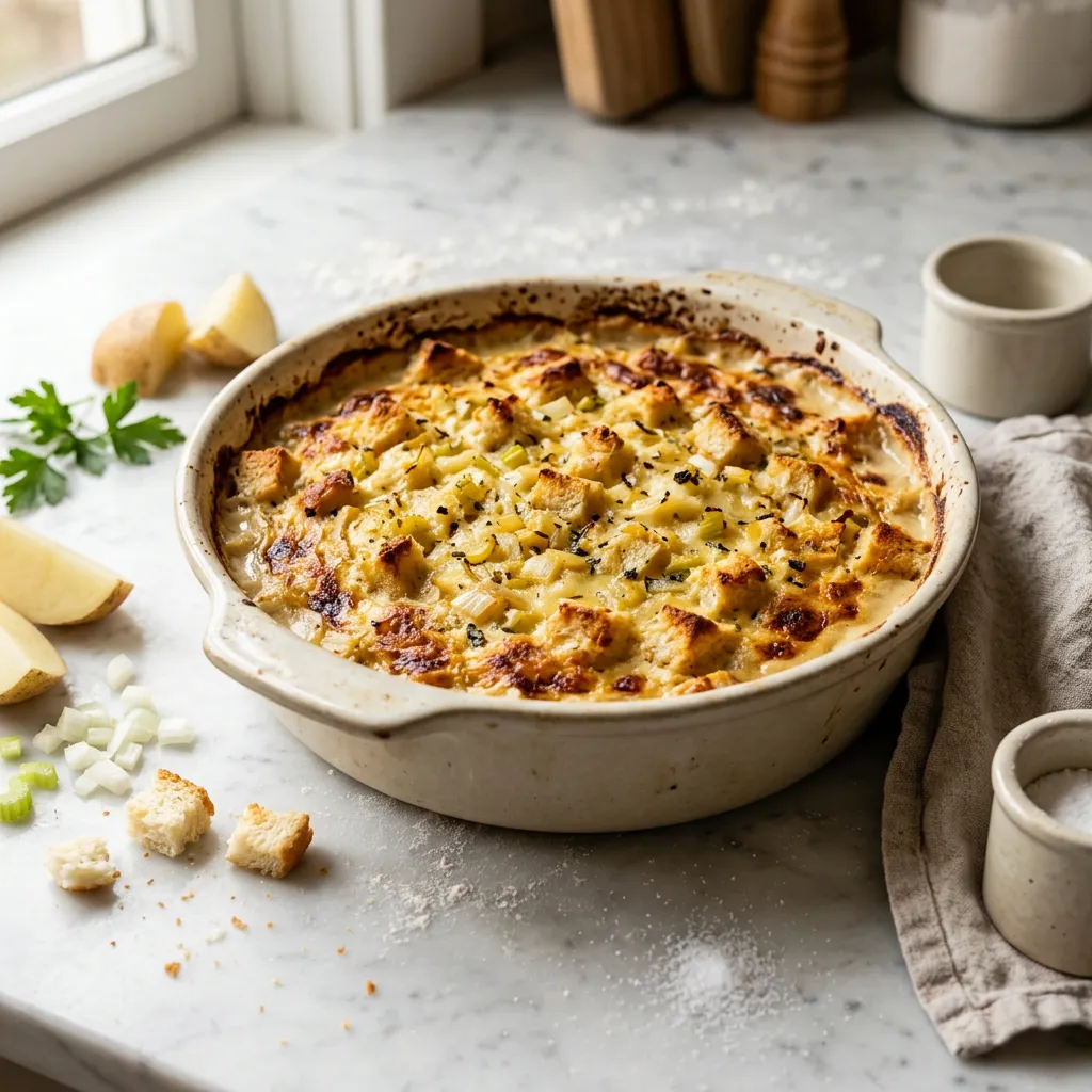 Finished Pennsylvania Dutch Potato Filling dish