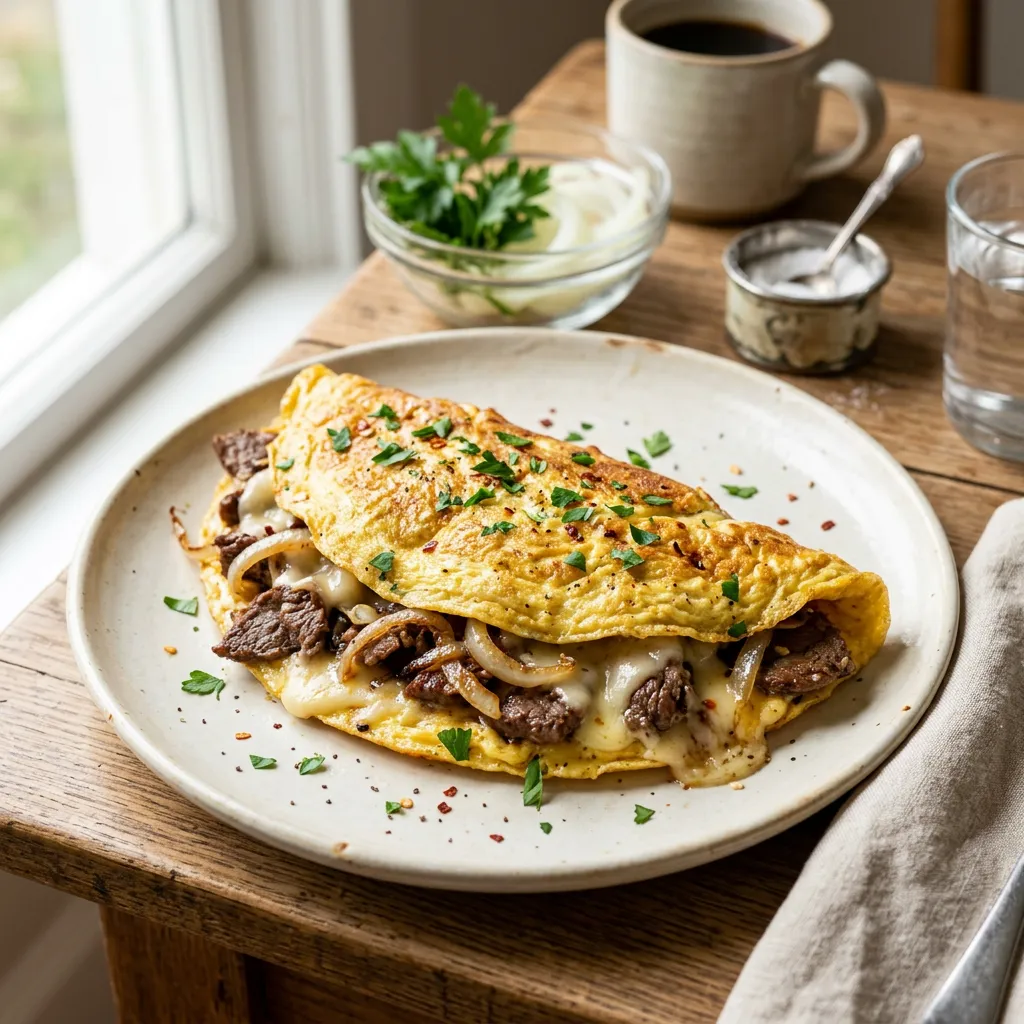Philly Cheesesteak Omelet