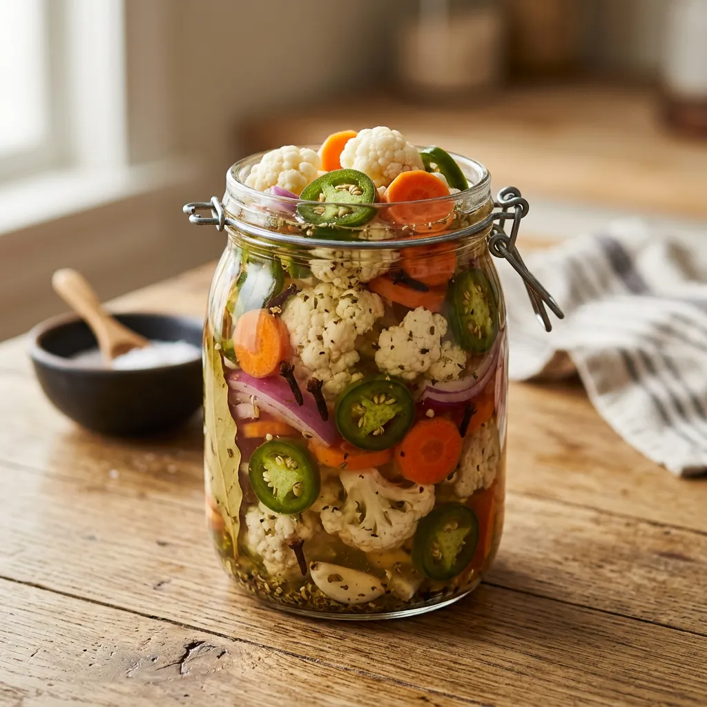 Pickled Cauliflower, Carrots, and Jalapenos (Escabeche)