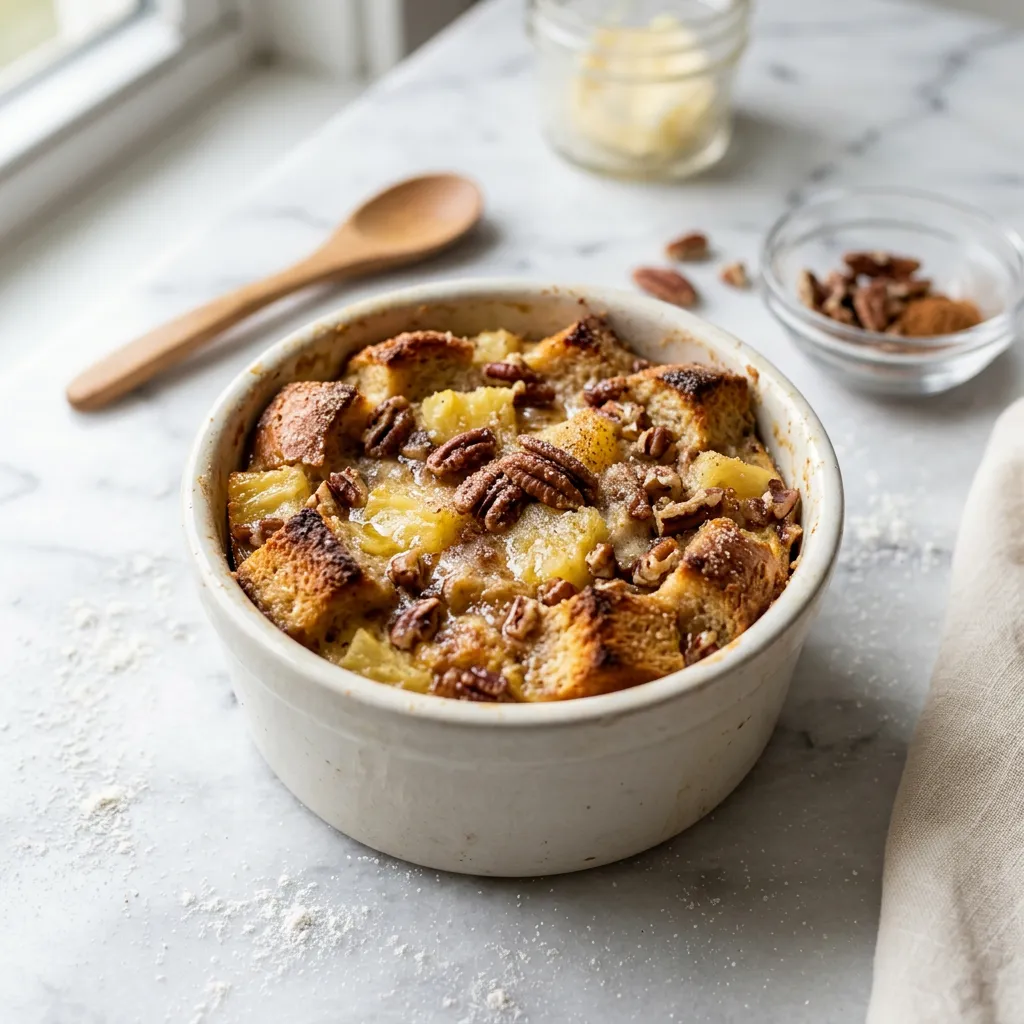 Pineapple Bread Pudding With Pecans