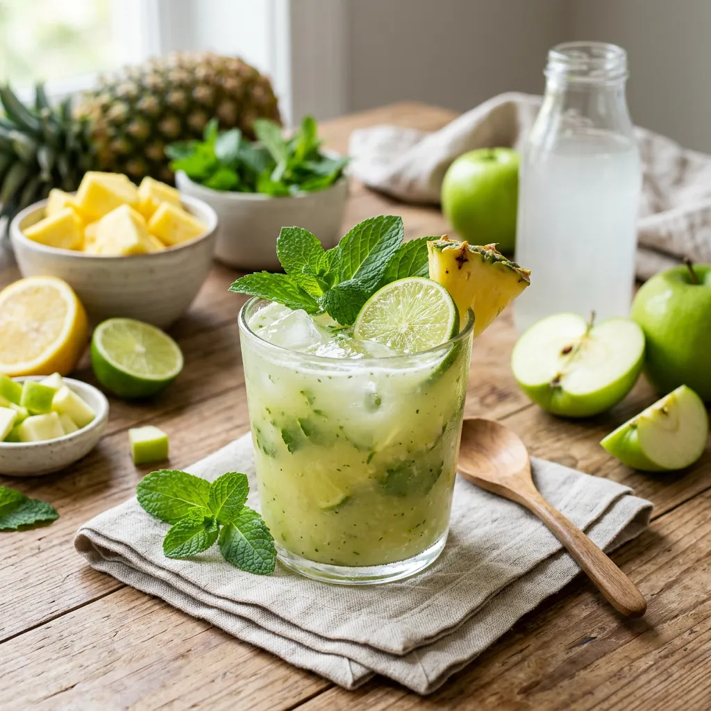 Pineapple, Coconut Water, Lime and Mint Detox Tonic