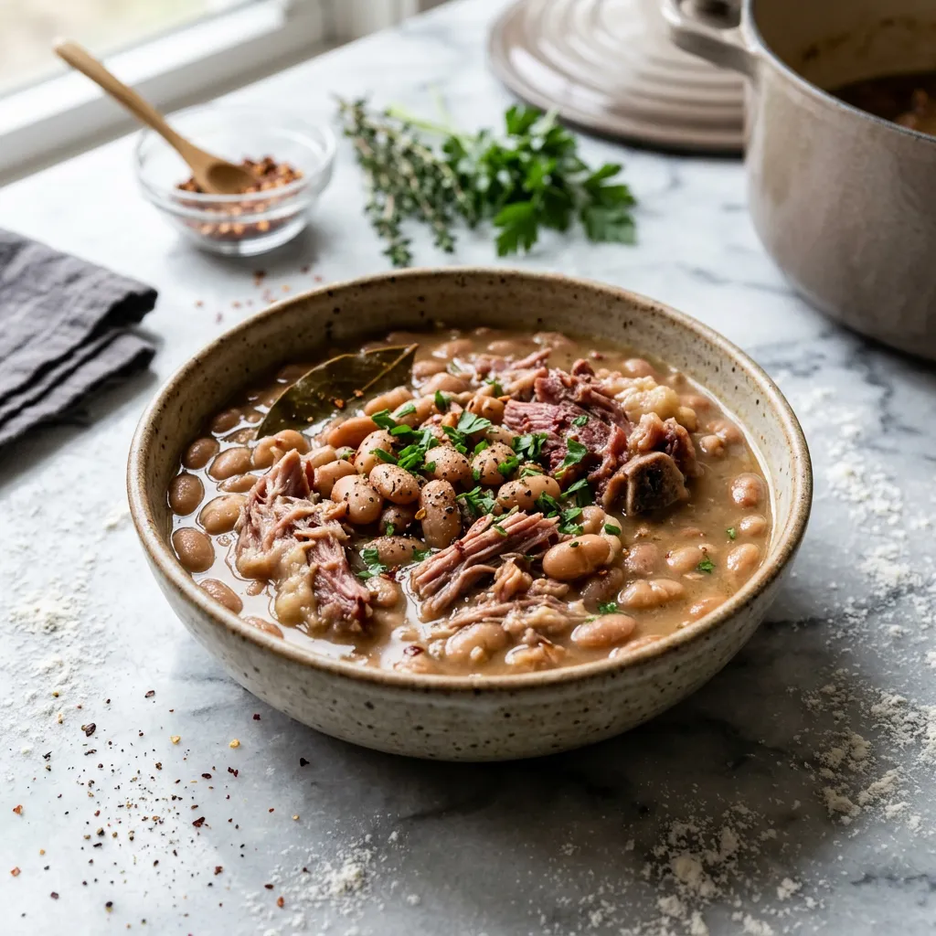 Finished Pinto Beans With Ham Hocks dish