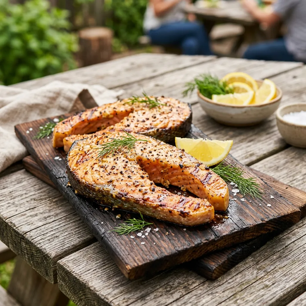 Plank Grilled Salmon Steaks Recipe