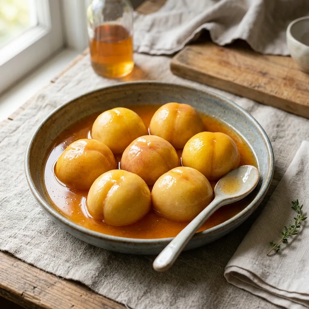 Poached Peaches With Honey and Vanilla