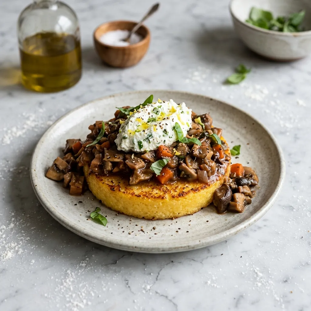 Polenta Cakes With Mushroom Ragu