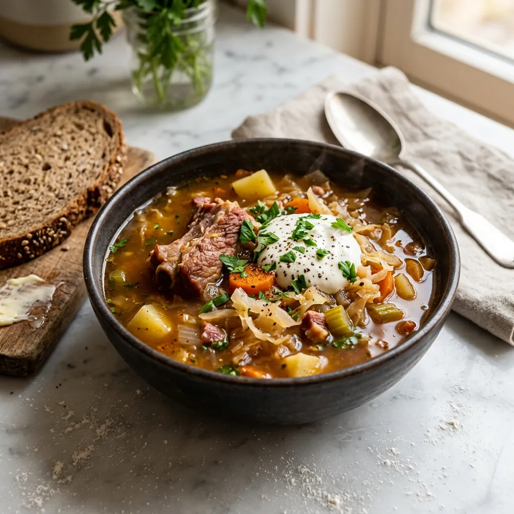Polish Cabbage and Sauerkraut Soup (Kapuśniak)
