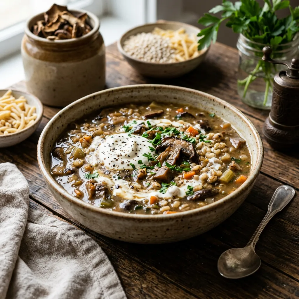 Polish Dried Mushroom Soup - Zupa Grzybowa