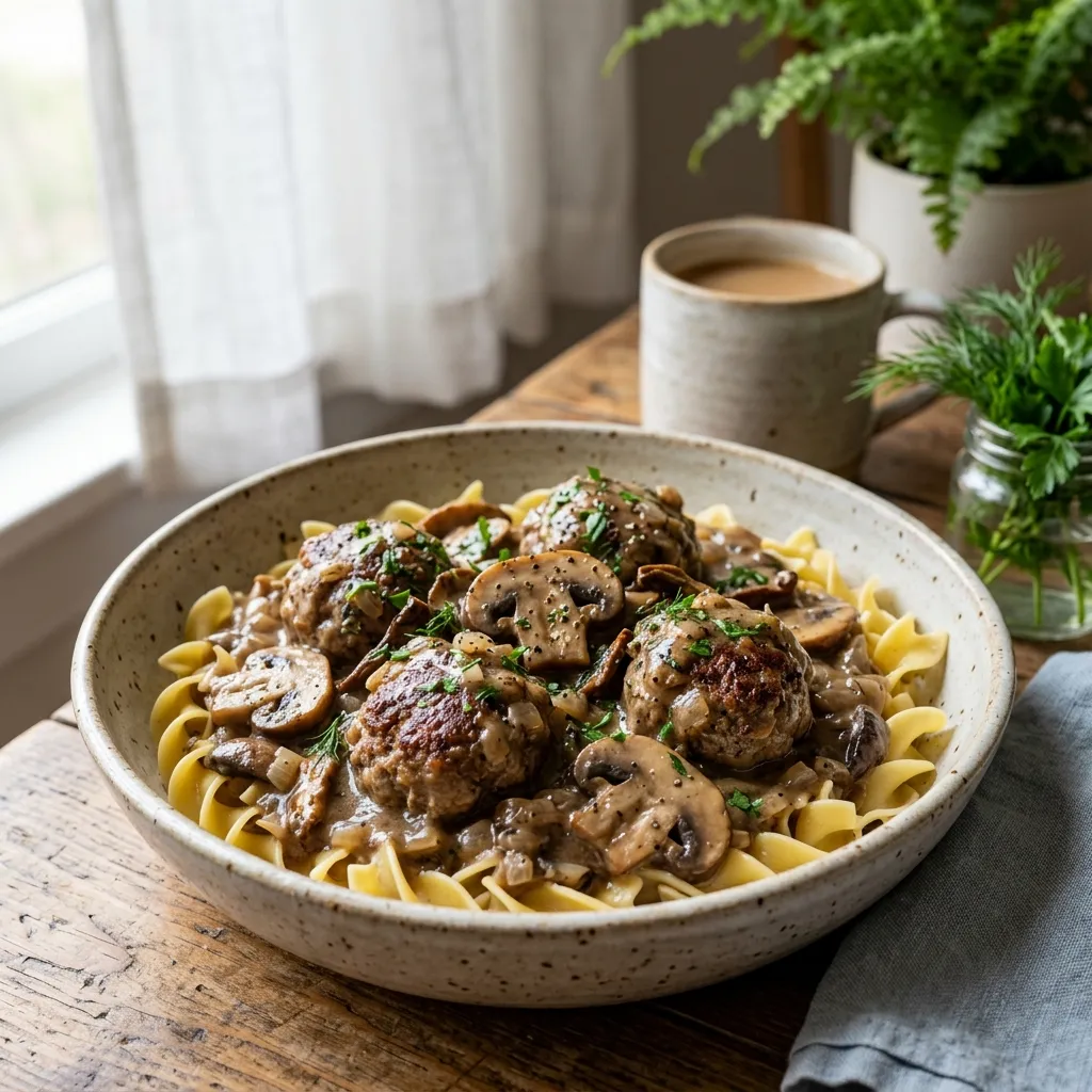 Polish Meatballs in Sour Cream With Mushrooms (Klopsiki)