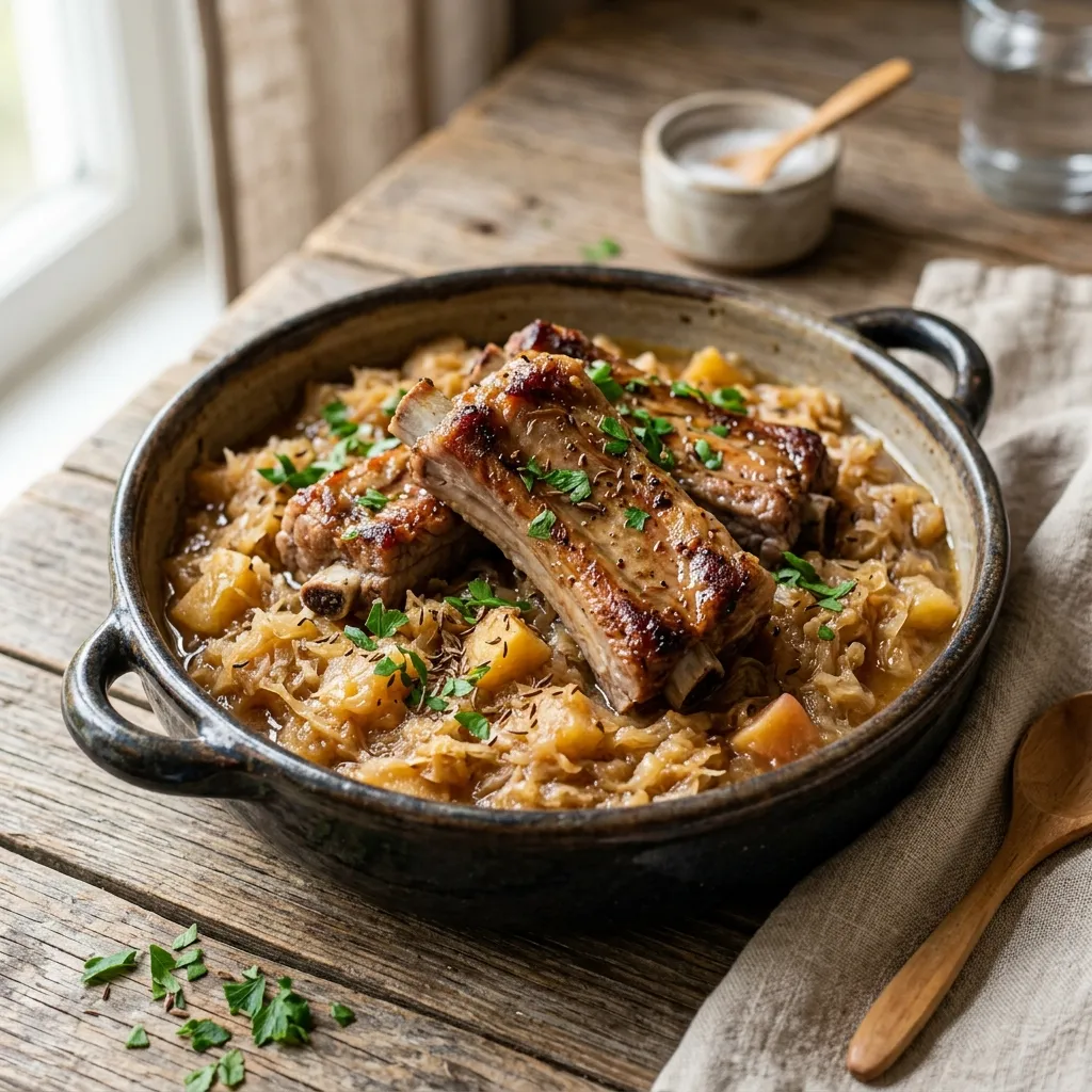 Polish Pork Ribs and Sauerkraut (Żeberka Wieprzowe)